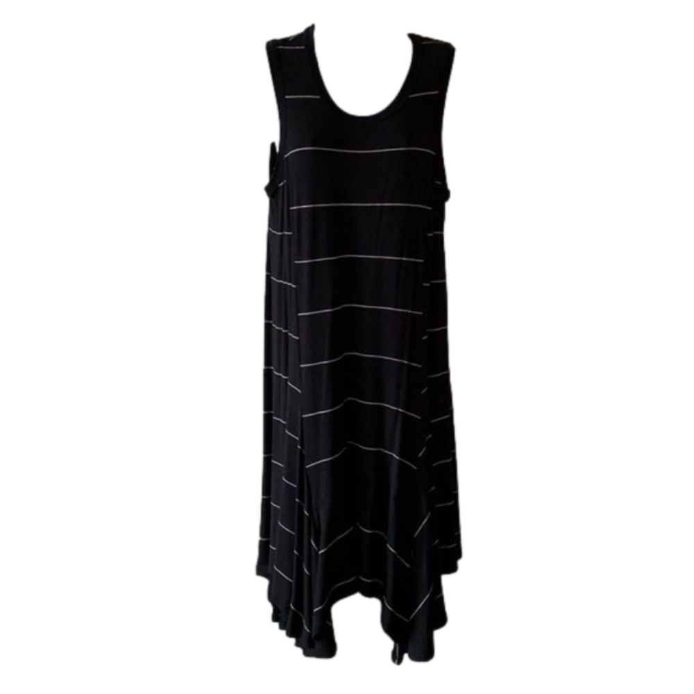 MOSSIMO Target Black & White Stripe Sleeveless Dress Midi Scoop Neck Women’s M